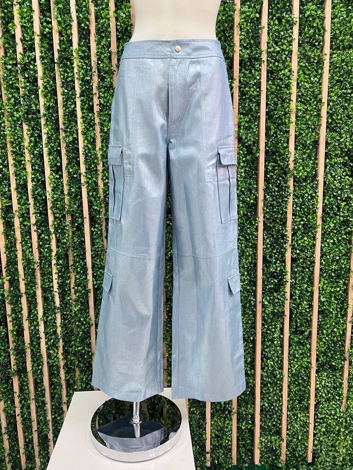 Lurex Cargo Wide Leg Denim