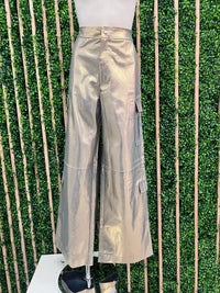 Lurex Cargo Wide Leg Denim