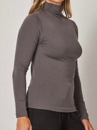 Seamless Fleece Lined Turtleneck Long Sleeve Top