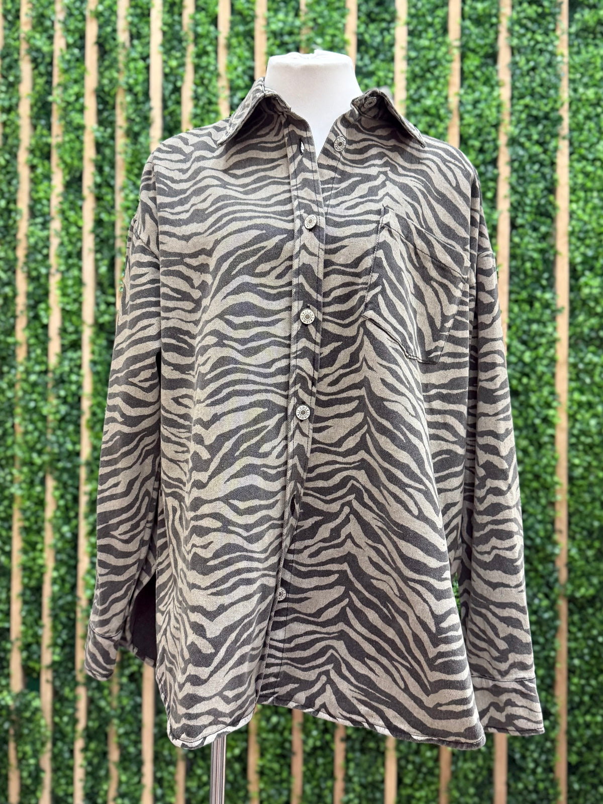 Sand Zebra Denim Blouse