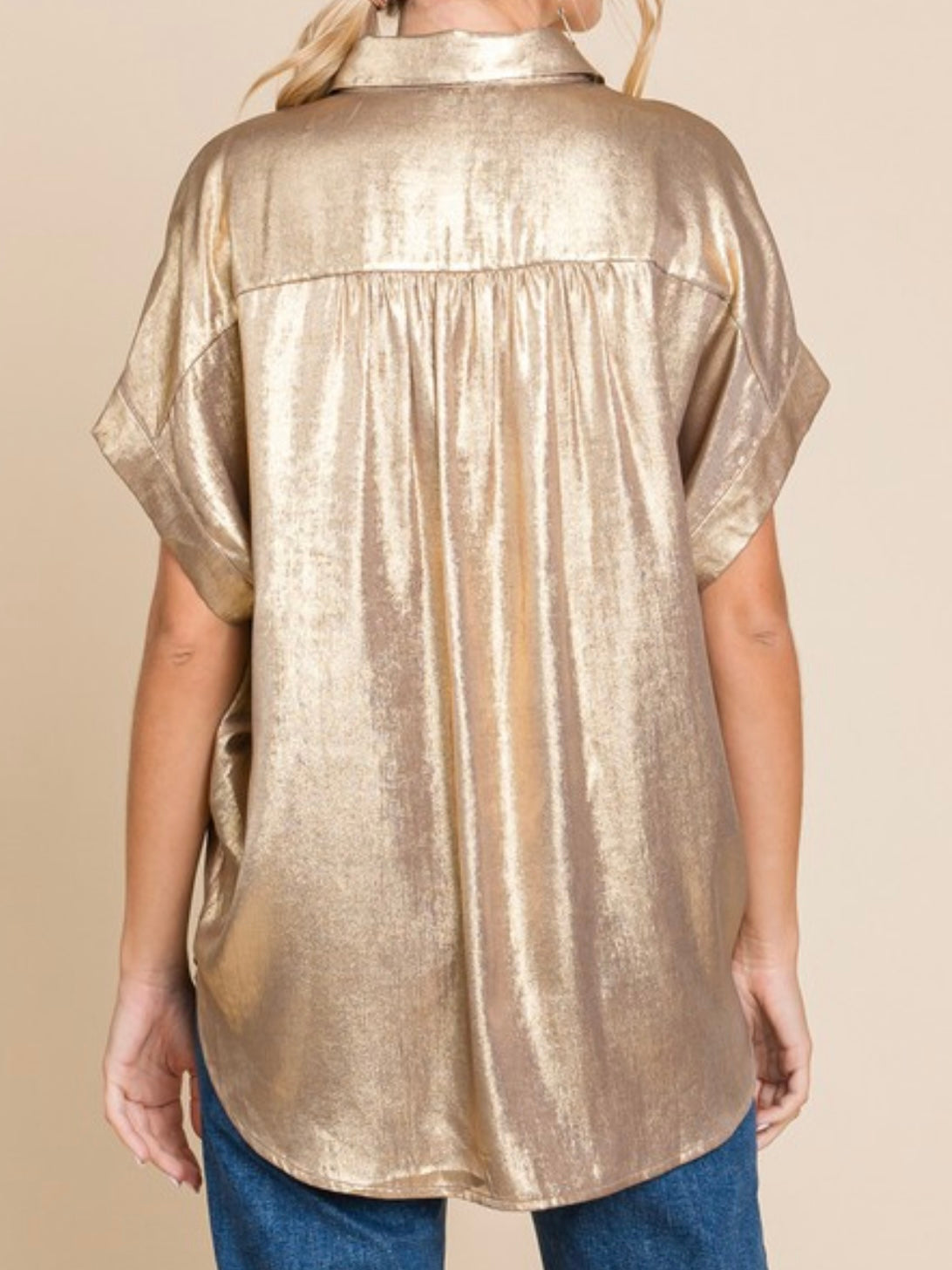 Gold Button Up Top