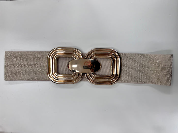 Textured Square Buckle Metallic Belt
