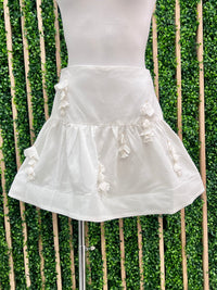 Beautiful Off White Floral Trim Fit and Flare Skirt