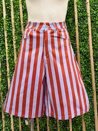 Striped Wide Leg Bermuda Shorts