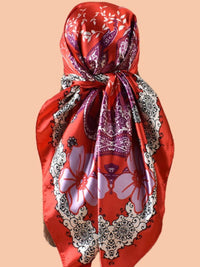 Multi Print Color Block Square Scarf