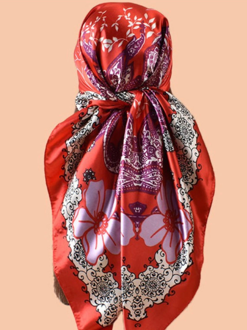 Multi Print Color Block Square Scarf