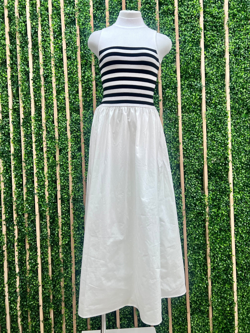 White Black Stripe Knit Maxi Dress  Ah L La Lifestyle Boutique