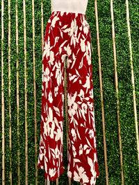 Red Floral Crinkled Pant Set