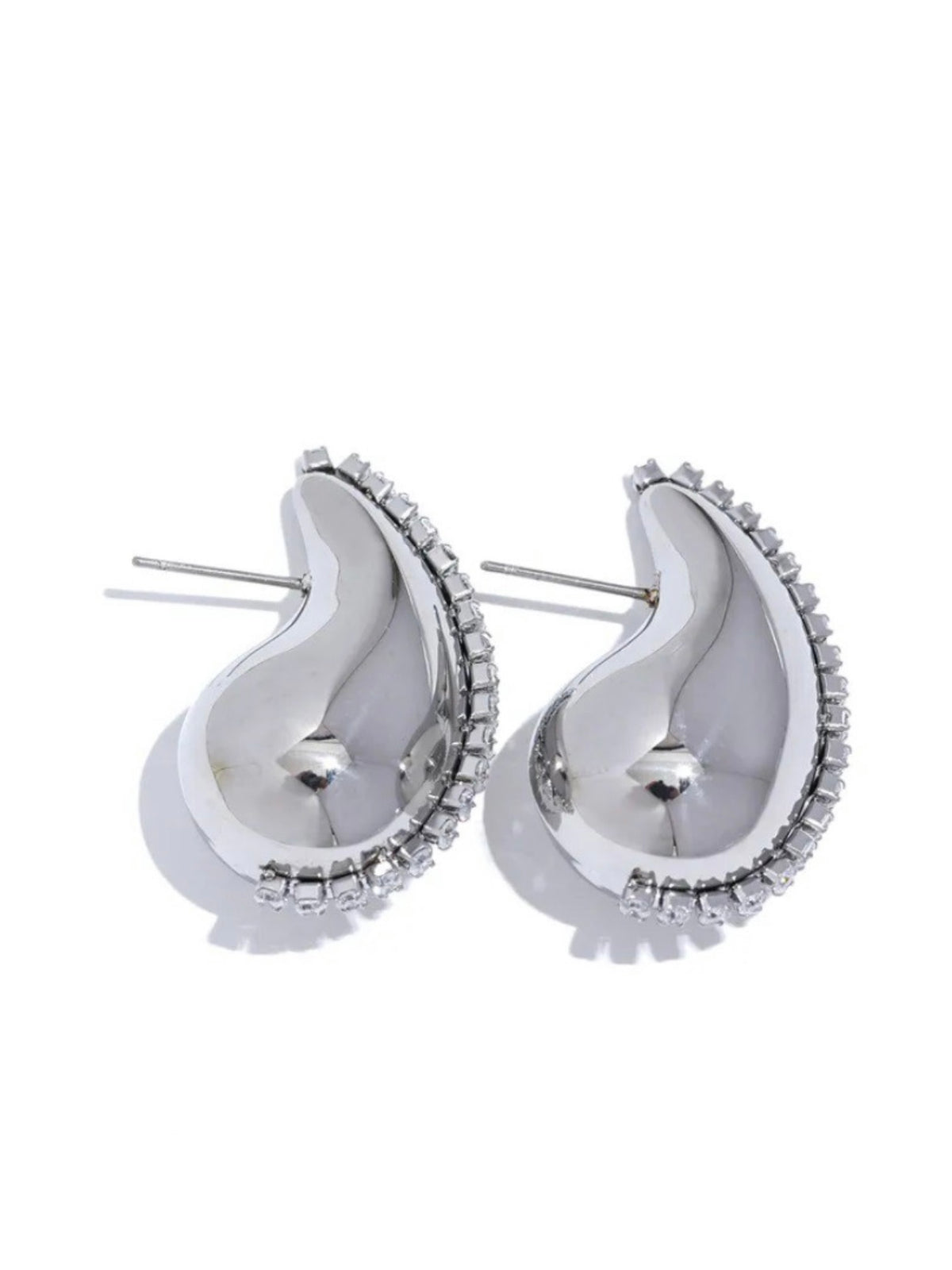 Stainless Steel Crystal Drop Earring