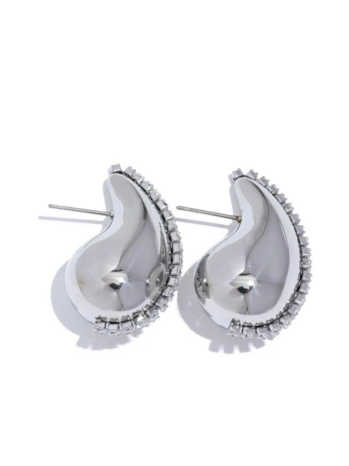 Stainless Steel Crystal Drop Earring