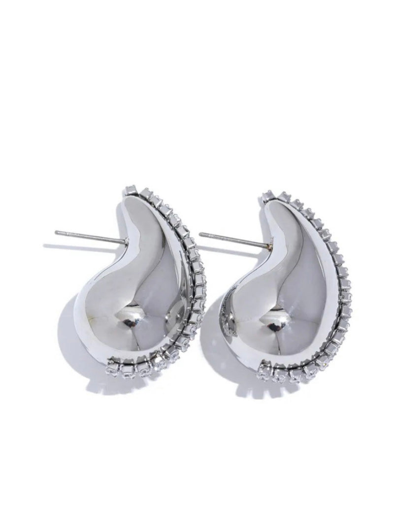 Stainless Steel Crystal Drop Earring