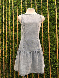 Mineral Wash Fitted Drop Waist Denim Dress