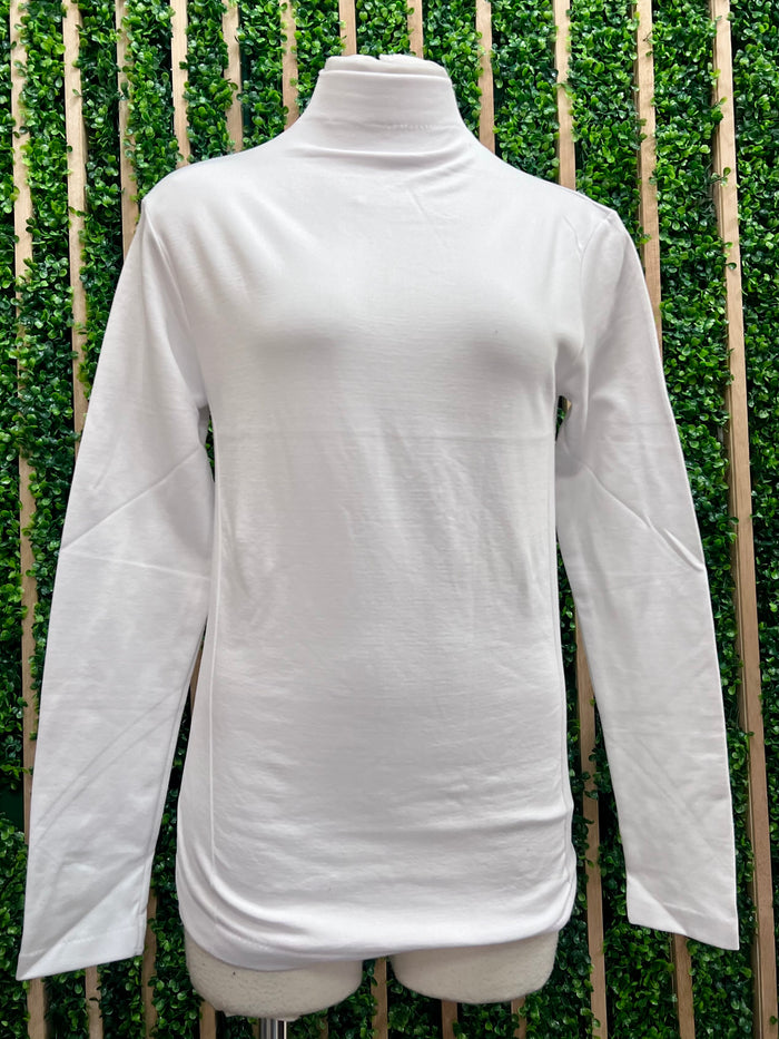 Solid Fleece Mock Neck Long Sleeve Thermal Top