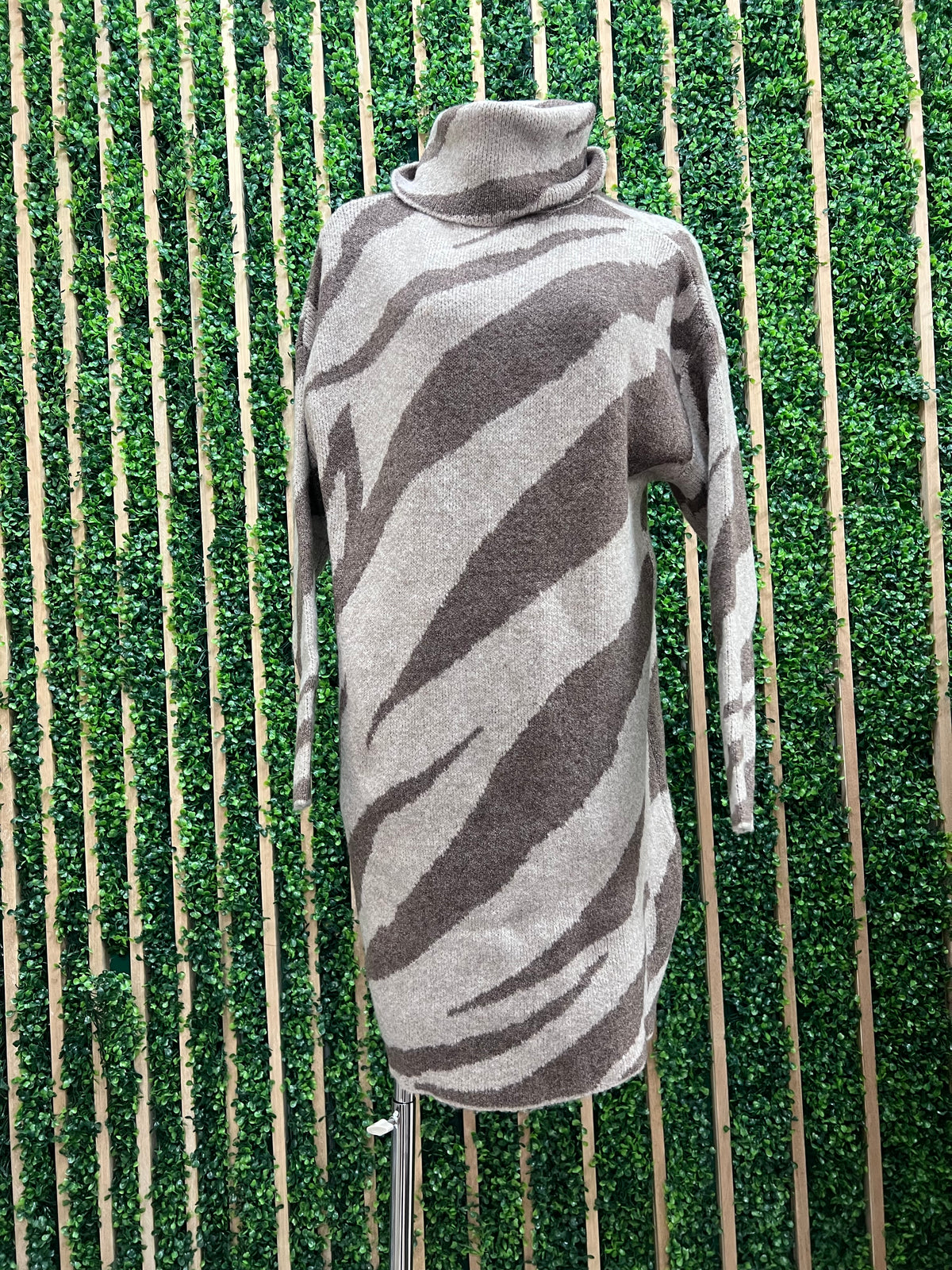 Zebra Print Sweater Dress