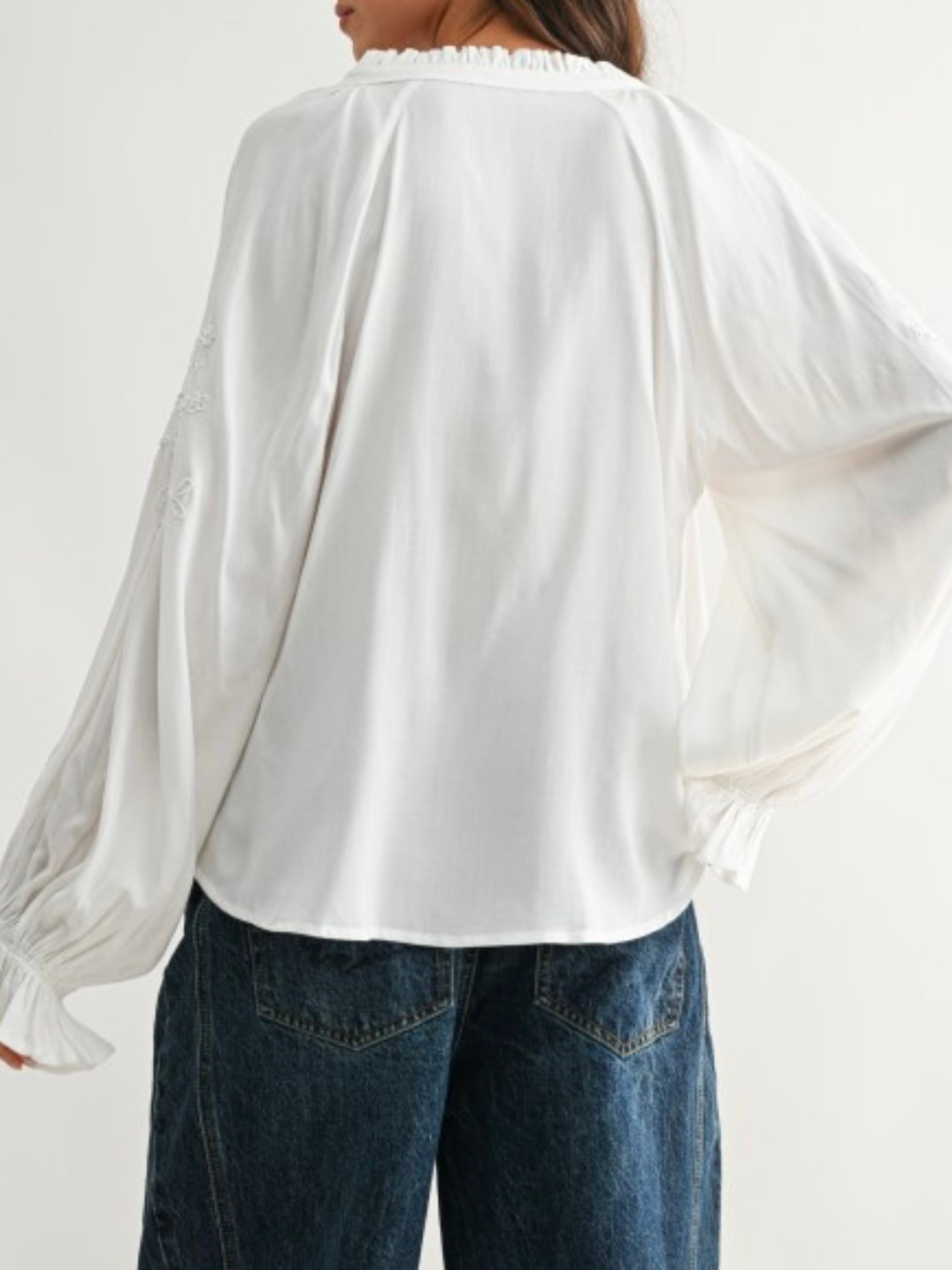 Isla White Embroidered Boho Blouse