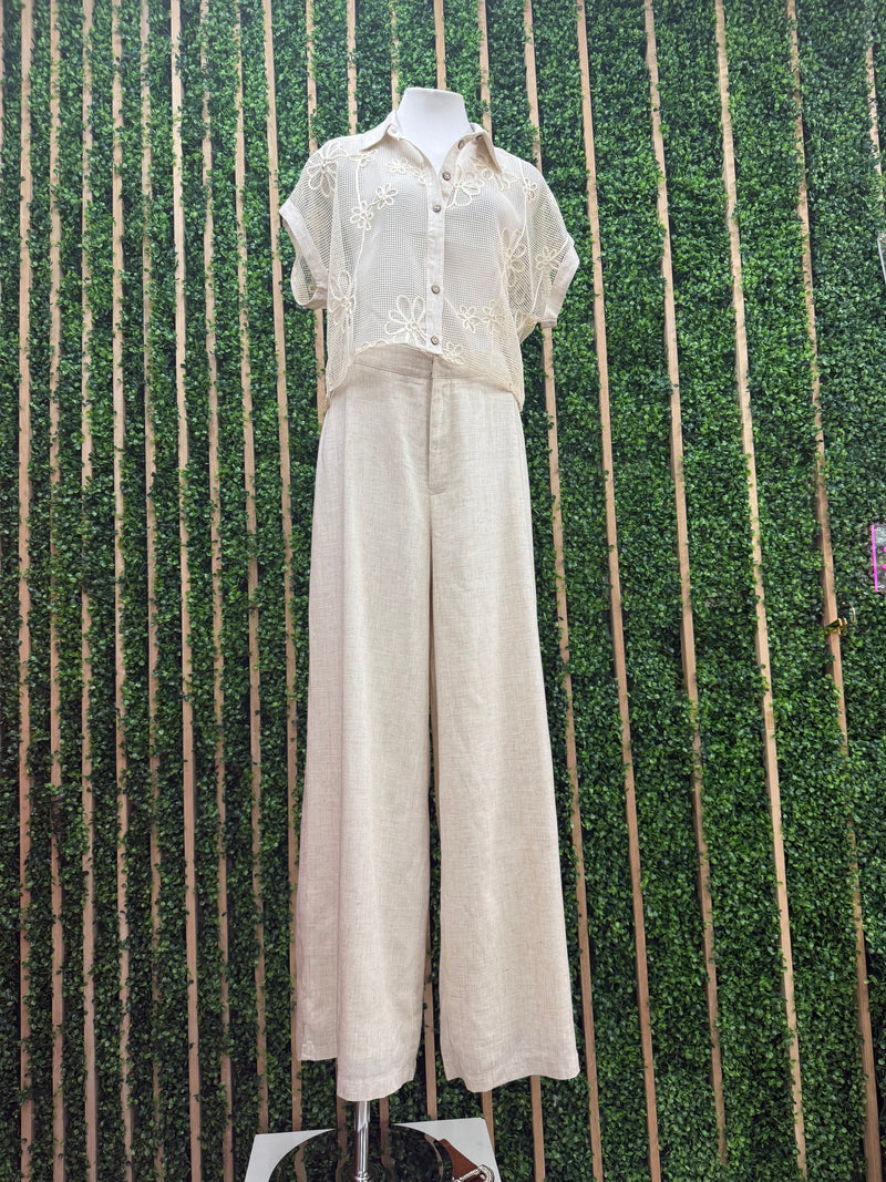 Cream Linen Pant