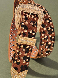 Leopard Print Studded Belt