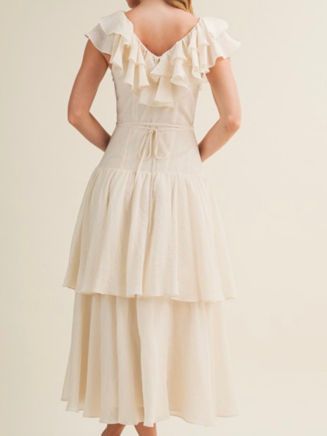 Vanilla Amour Ruffled Maxi Dress