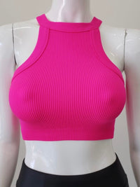 High Neck Ribbed Basic Crop