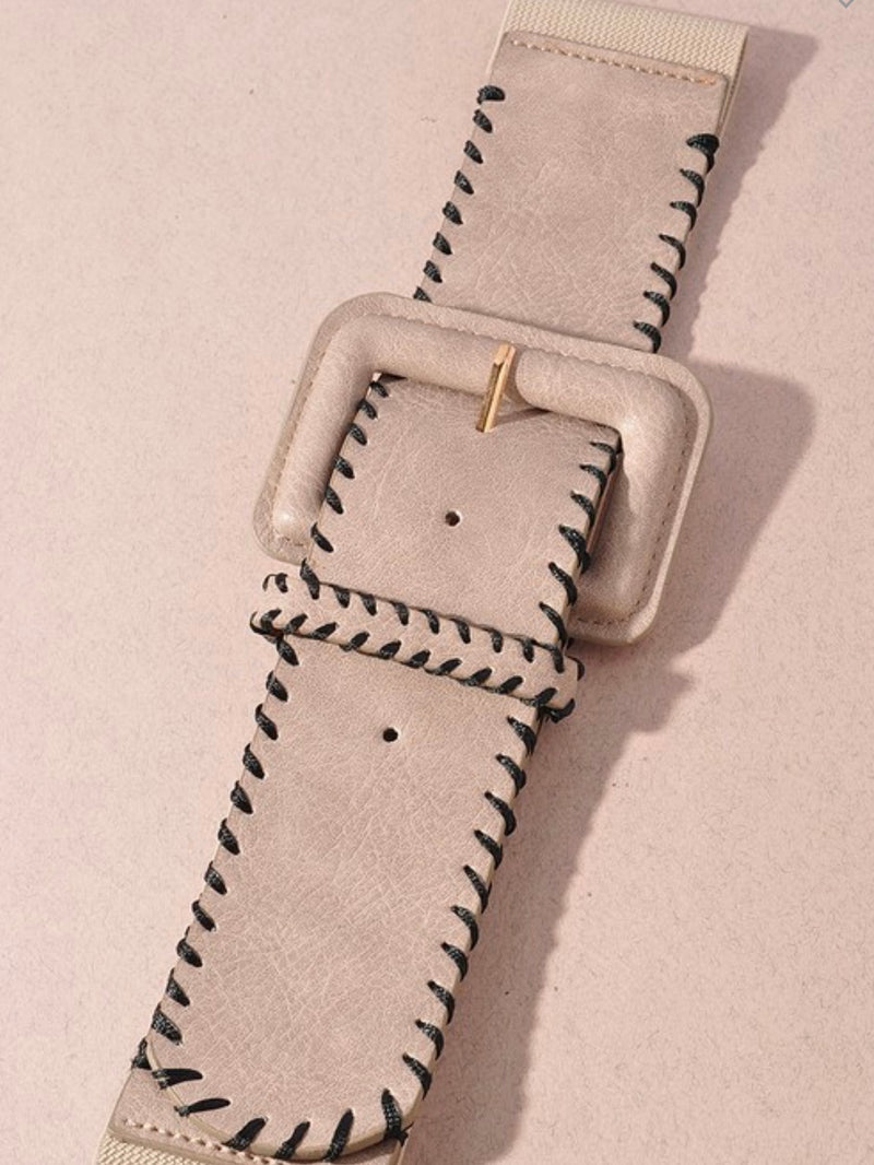 Contrast Stitch Wide Elastic Belt