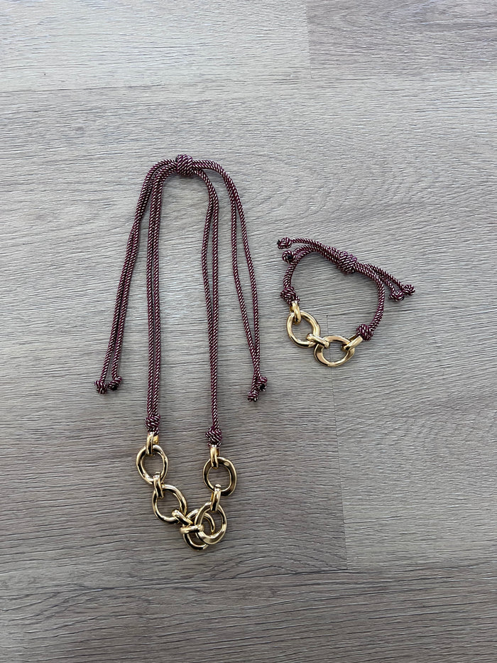 SS Wine Cord Necklace Set
