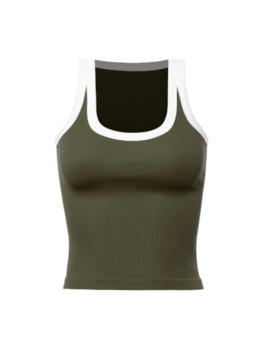Contrast Neck High Neck Basic Top