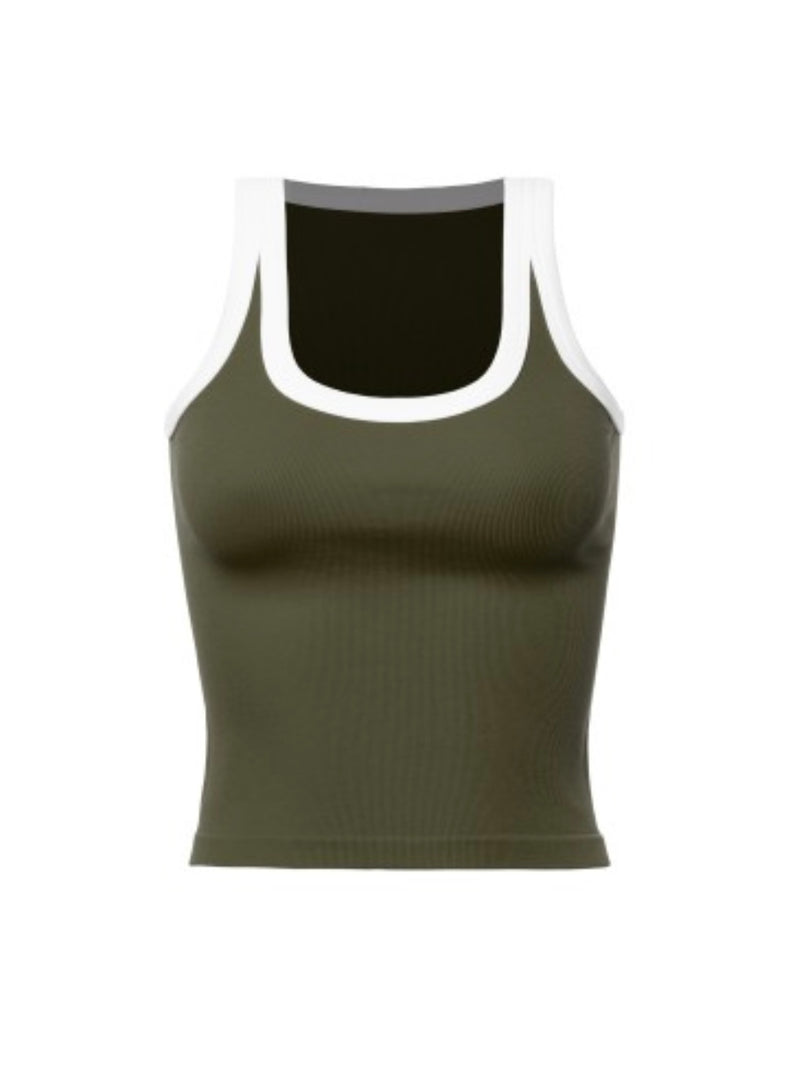 Contrast Neck High Neck Basic Top