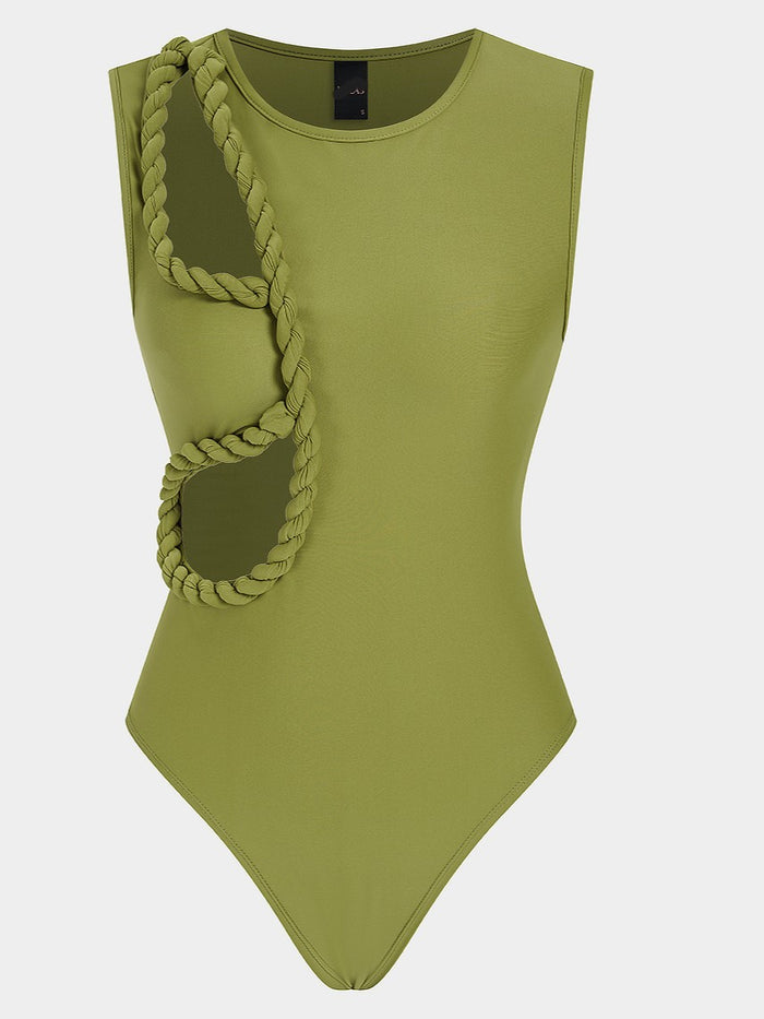 Braided Cutout Sleeveless Bodysuit
