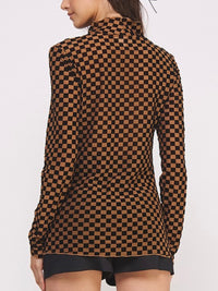 Mesh Checker Long Sleeve Top