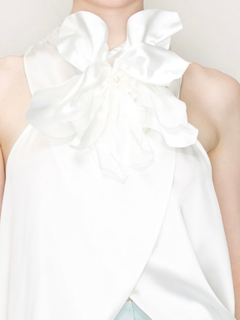 3D Satin Flower Detail Top