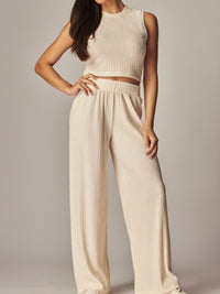 Crinkle Textured Crop Pant Set