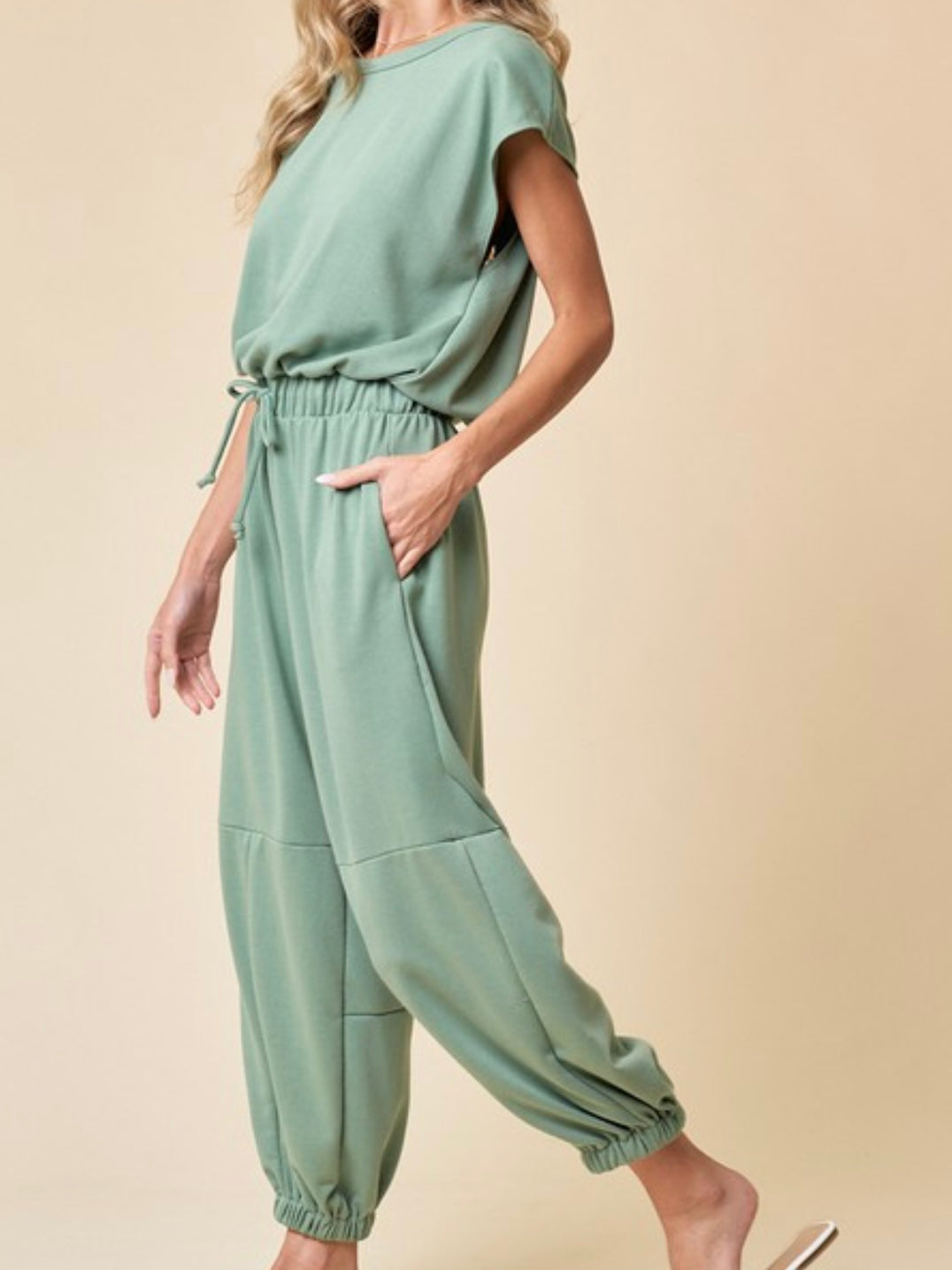 Sage Short Sleeve Jogger Jumpsuit