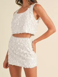 White Sequin Short Skirt