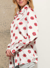 Lips Button Down Blouse