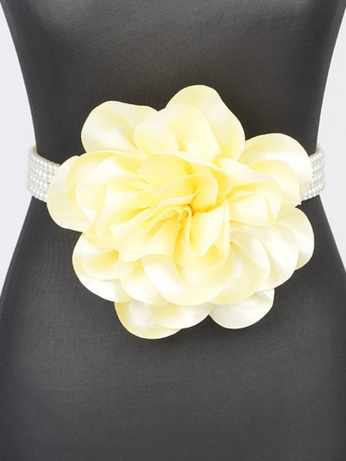 Large Flower Pearl Elastic Belt