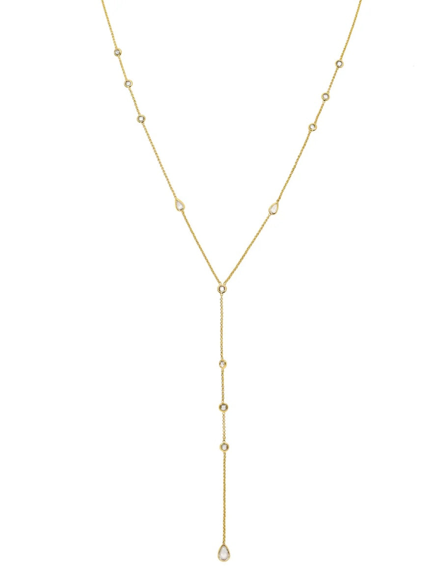 SJ Dainty Crystal Lariat Necklace