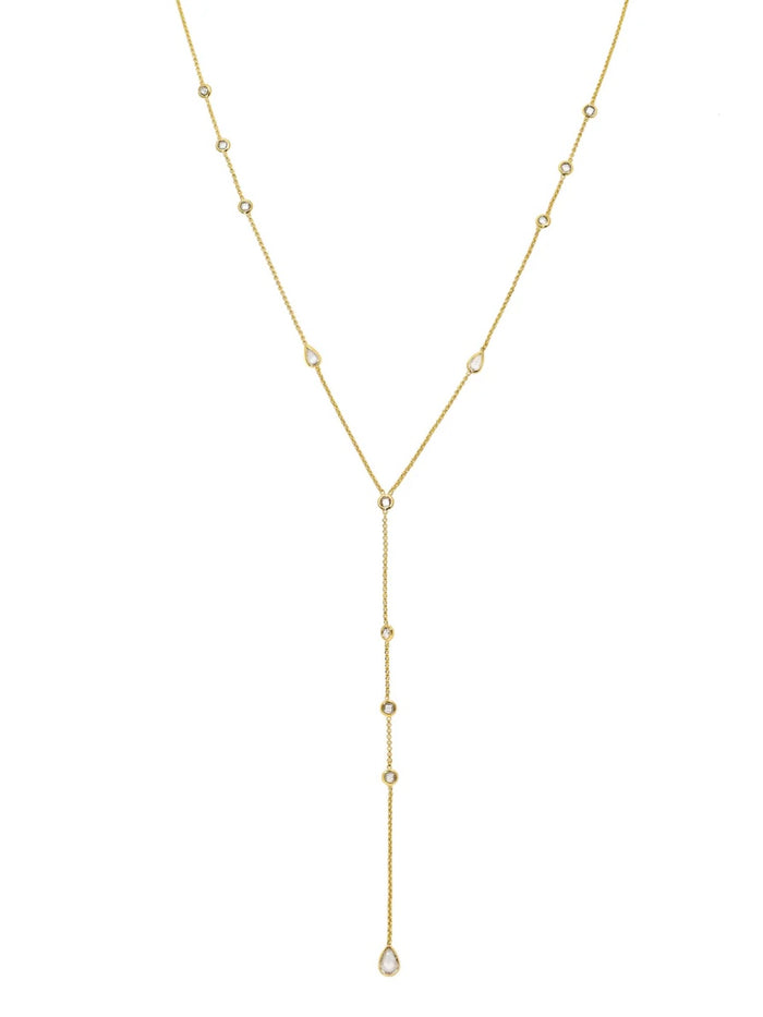 SJ Dainty Crystal Lariat Necklace