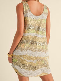 Neutral Ombre Sequin Scoopneck Short Dress