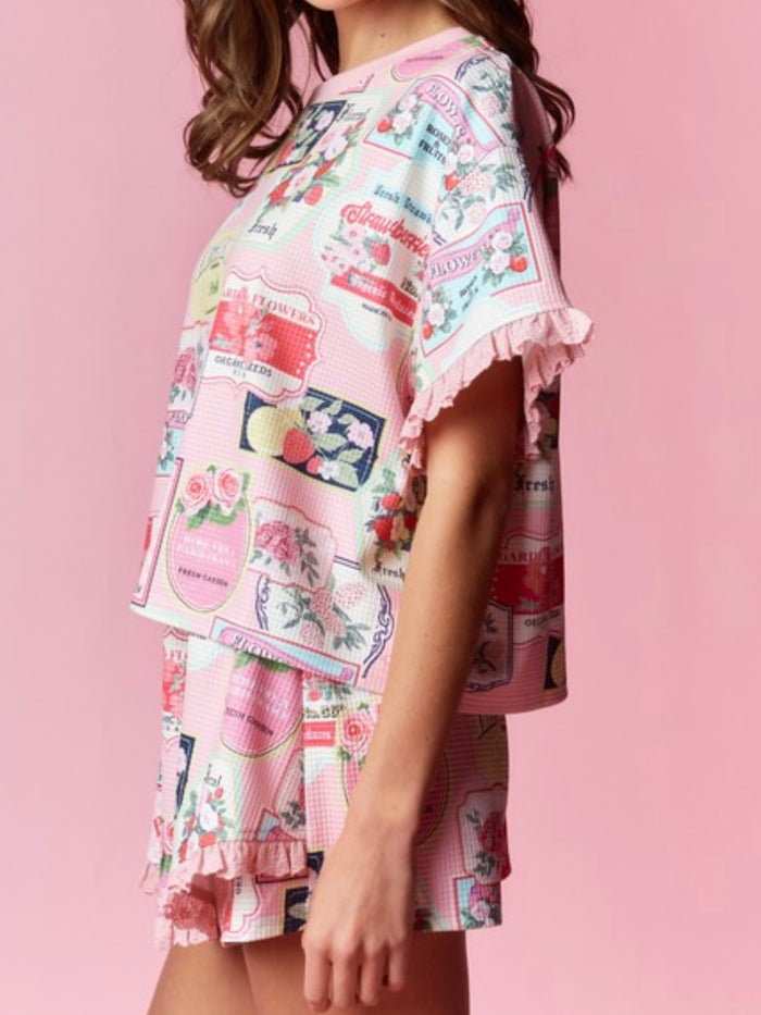 Pink Romantic Bistro Short Skort Set