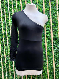 One Shoulder Long Sleeve Fitted Top – Multiple Colors