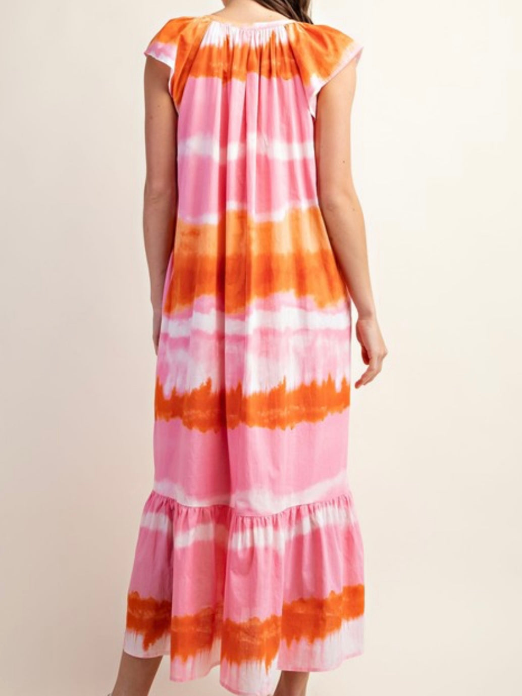 Pink Oramge Ombre Sleeveless Dress