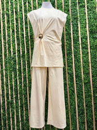 Gold Brooch Knit Pant Set