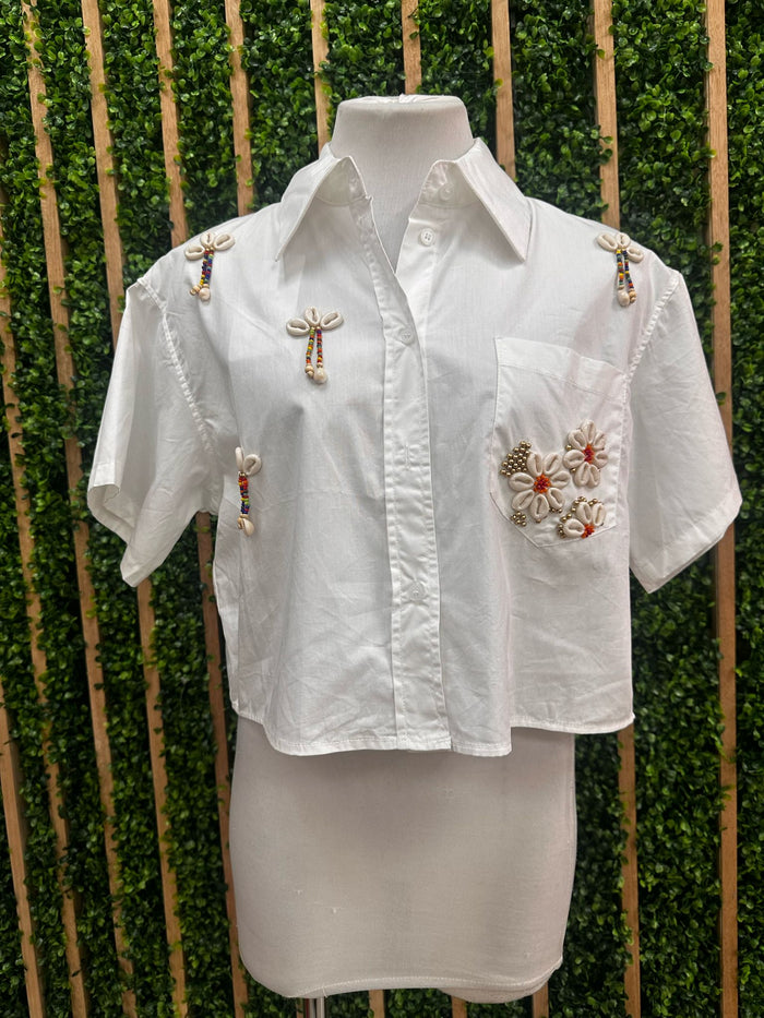 Beads and Shells Button Down Blouse