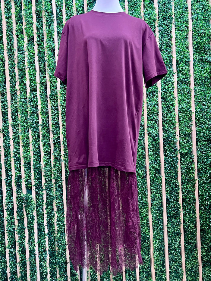 Versatile Lace Insert Shirt Dress