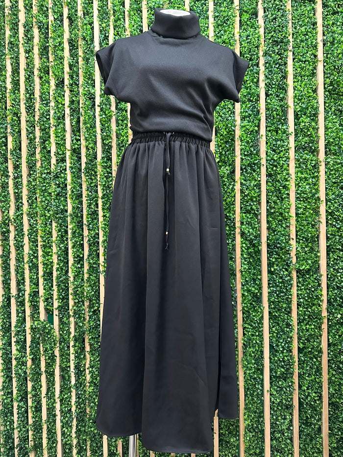 Beautiful Black High Neck Sleeveless Maxi Dress