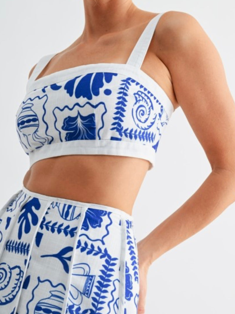 Azure Resort Tiles Crop Top