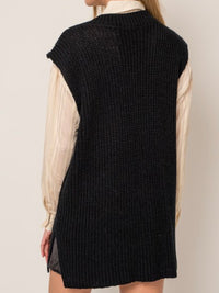 Black V Neck TUnic Knit Vest