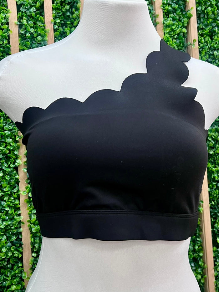 Scallop One Shoulder Sports Bra