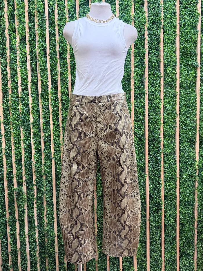 Snake Print Barrel Pant
