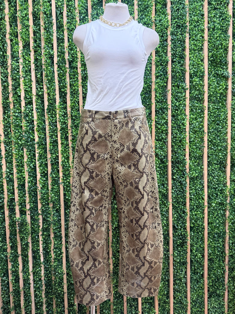 Snake Print Barrel Pant